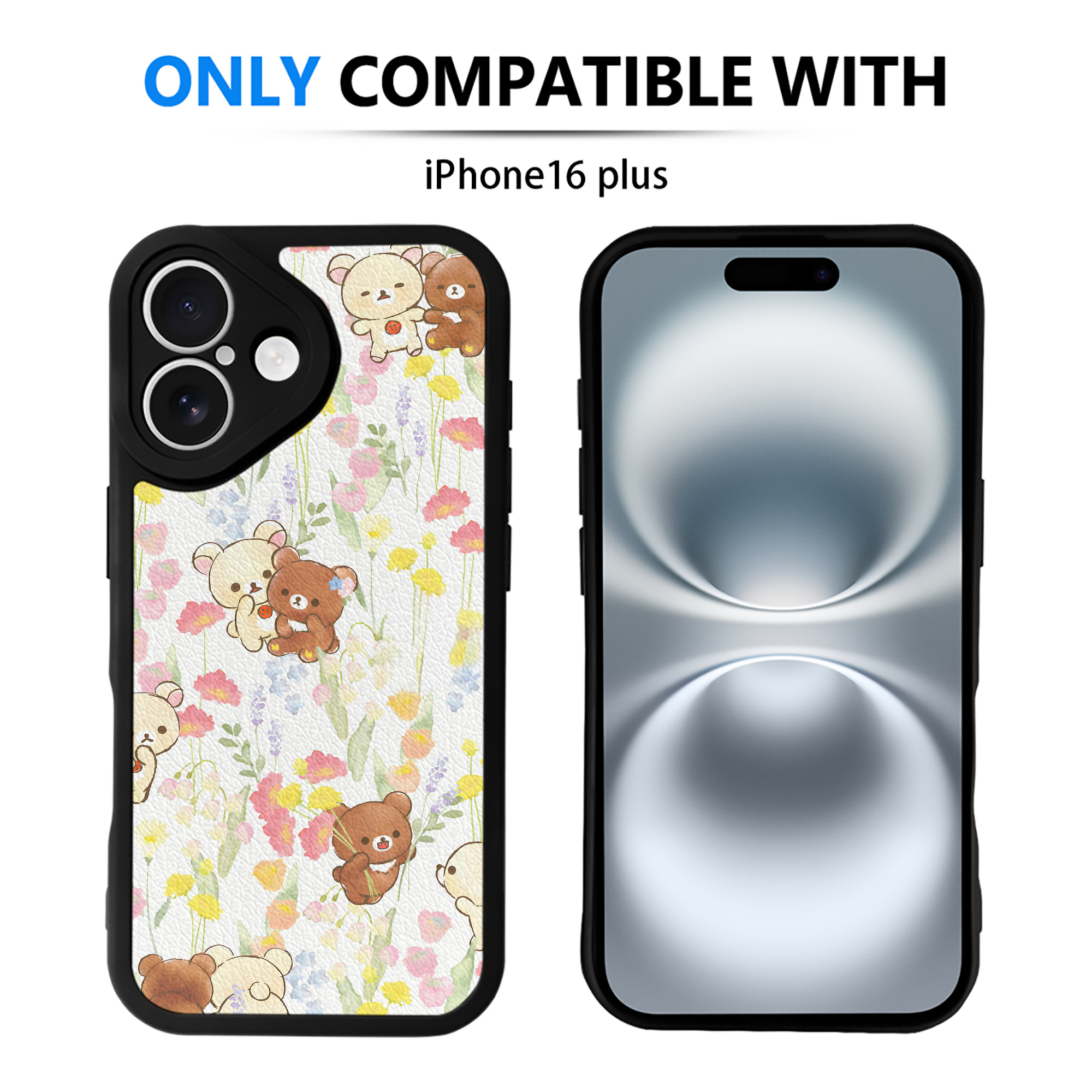 （画像用） リラックマ リラックマ キイロイトリ Rilakkuma Korilakkuma Kiiroitori 【iPhone 16シリーズ対応】シリコンスマホケース（レザー調） 材質：シリコン